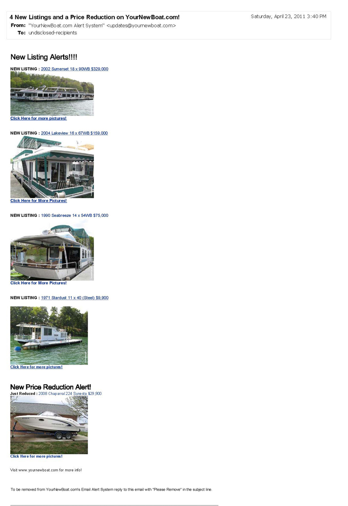 Join the YourNewBoat.com Email Alert System
