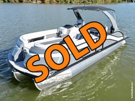 2022 Harris Grand Mariner 250 SLDH Tritoon with 400HP Mercury Verado 4-Stroke Outboard For Sale on Norris Lake Tennessee with a Transferable Slip at Shanghai Resort Marina
