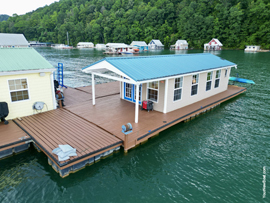 13 x 29 Floating Cabin - Approx 377/sqft of Living Space on 940/sqft Monolithic Frame plus two Attached Docks For Sale on Norris Lake Tennessee with a Transferable Mooring Spot at Stardust Marina