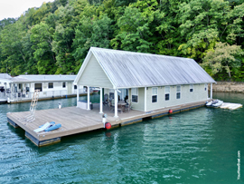 Approx 20 x 43 - 812sqft 2-Story 3 Bed 1 Bath Floating Cabin For Sale on Norris Lake Tennessee at Stardust Marina near Andersonville Tennessee